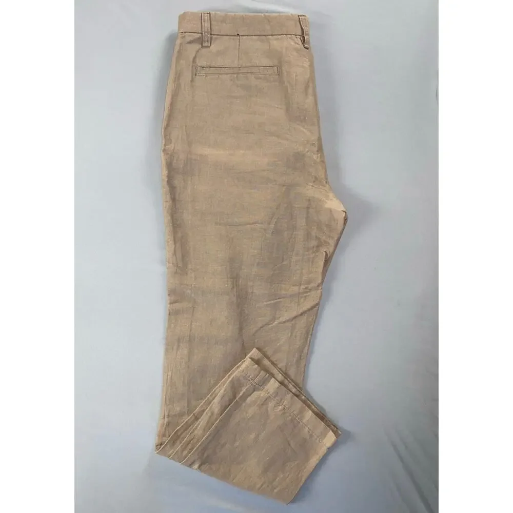 Banana Republic Gavin Fit Linen Blend Chino Pants in Beach Khaki. Men's 35X30.
